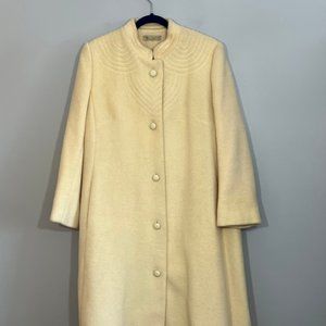 Vintage 100% Pure Wool Swing Coat w/ Large Buttons Detailed Stitching